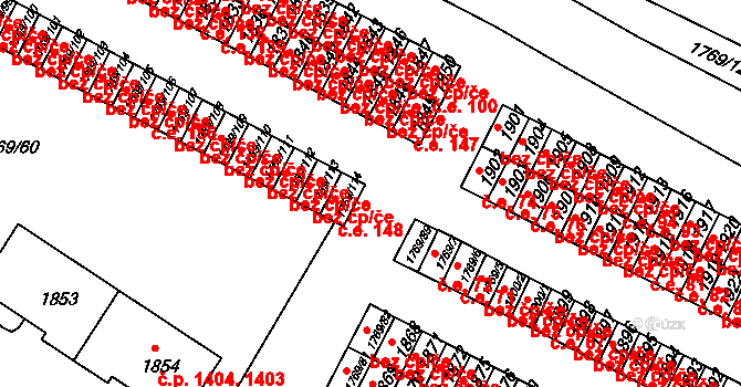 Tachov 148 na parcele st. 1769/114 v KÚ Tachov, Katastrální mapa