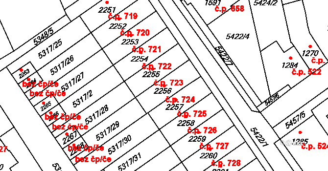 Horní Předměstí 724, Polička na parcele st. 2256 v KÚ Polička, Katastrální mapa