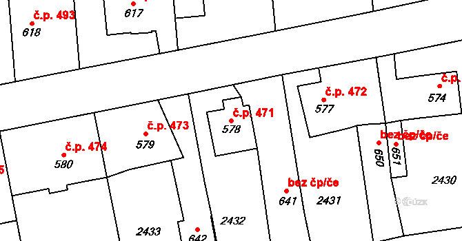 Sobotka 471 na parcele st. 578 v KÚ Sobotka, Katastrální mapa