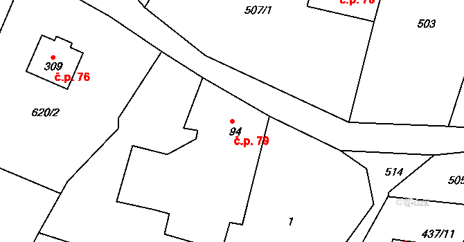 Valy 79 na parcele st. 94 v KÚ Valy u Mariánských Lázní, Katastrální mapa