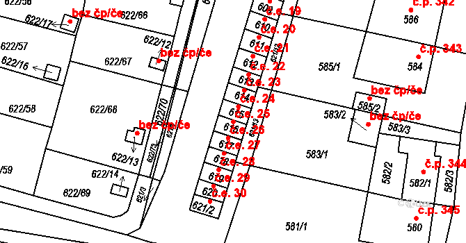 Miřetice u Klášterce nad Ohří 25, Klášterec nad Ohří na parcele st. 616 v KÚ Miřetice u Klášterce nad Ohří, Katastrální mapa
