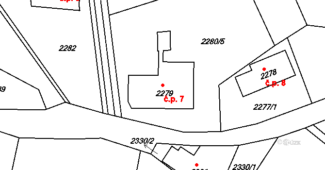 Děčín XXIII-Popovice 7, Děčín na parcele st. 2279 v KÚ Podmokly, Katastrální mapa