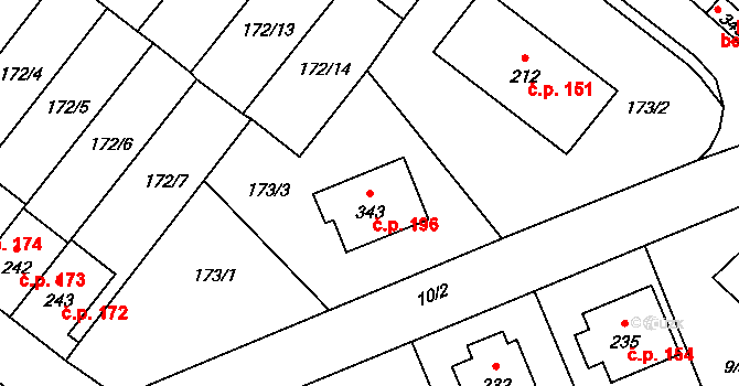 Cerekvice nad Loučnou 196 na parcele st. 343 v KÚ Cerekvice nad Loučnou, Katastrální mapa