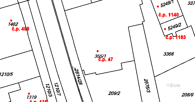 Chrudim IV 47, Chrudim na parcele st. 355/1 v KÚ Chrudim, Katastrální mapa