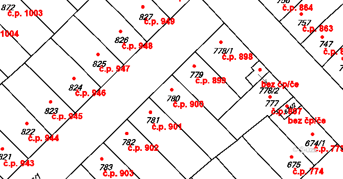 Předměstí 900, Svitavy na parcele st. 780 v KÚ Svitavy-předměstí, Katastrální mapa