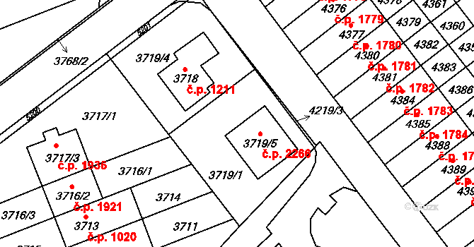 Řečkovice 1099, Brno na parcele st. 3719/1 v KÚ Řečkovice, Katastrální mapa