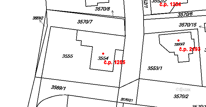 Místek 1255, Frýdek-Místek na parcele st. 3554 v KÚ Místek, Katastrální mapa