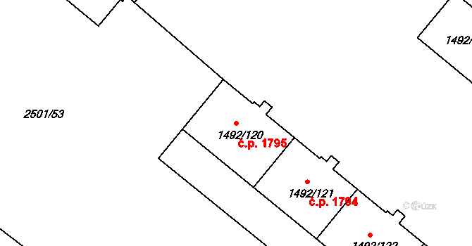 Sokolov 1795 na parcele st. 1492/120 v KÚ Sokolov, Katastrální mapa