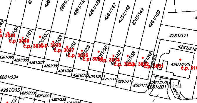 Smíchov 3034, Praha na parcele st. 4261/56 v KÚ Smíchov, Katastrální mapa
