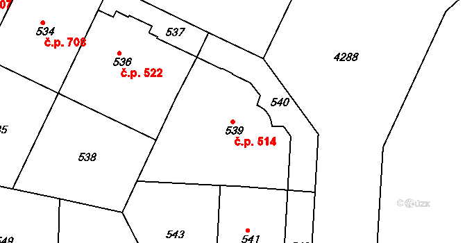 Dejvice 514, Praha na parcele st. 539 v KÚ Dejvice, Katastrální mapa