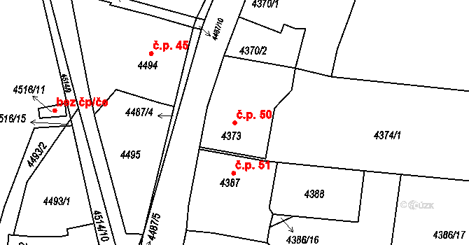 Příbram V-Zdaboř 50, Příbram na parcele st. 4373 v KÚ Příbram, Katastrální mapa