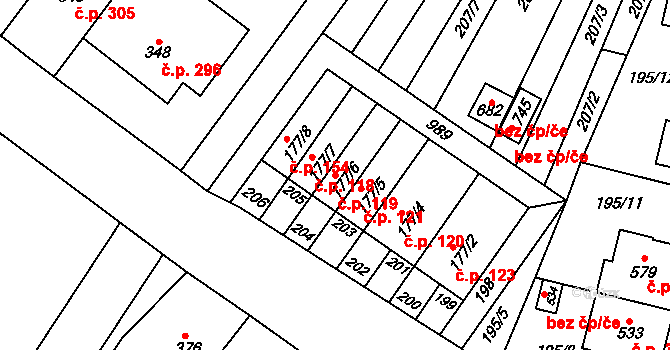 Držovice 119 na parcele st. 177/6 v KÚ Držovice na Moravě, Katastrální mapa