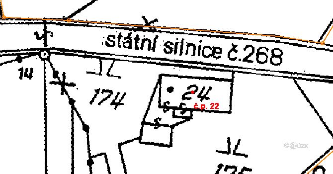 Dolní Rokytá 22, Rokytá na parcele st. 24 v KÚ Dolní Rokytá, Katastrální mapa