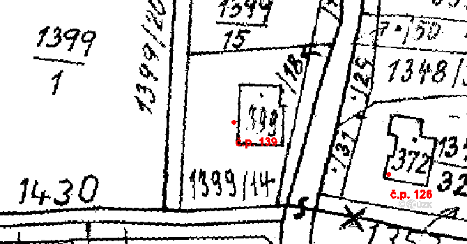 Česká Kubice 139 na parcele st. 399 v KÚ Česká Kubice, Katastrální mapa