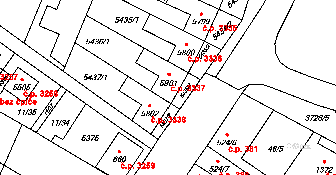 Břeclav 3337 na parcele st. 5801 v KÚ Břeclav, Katastrální mapa