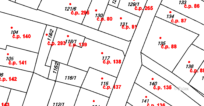 Litoměřice-Město 138, Litoměřice na parcele st. 117 v KÚ Litoměřice, Katastrální mapa