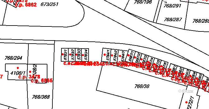 Zlín 1227 na parcele st. 5784/1 v KÚ Zlín, Katastrální mapa