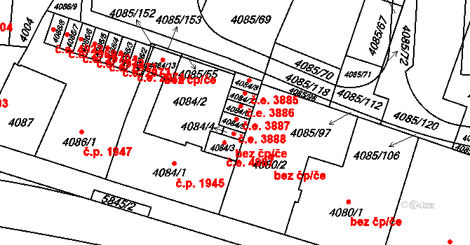 Jihlava 3888 na parcele st. 4084/5 v KÚ Jihlava, Katastrální mapa