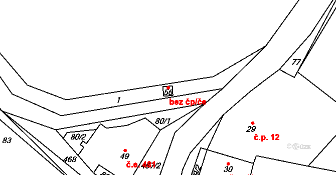 Třebušín 41113543 na parcele st. 56 v KÚ Kotelice, Katastrální mapa