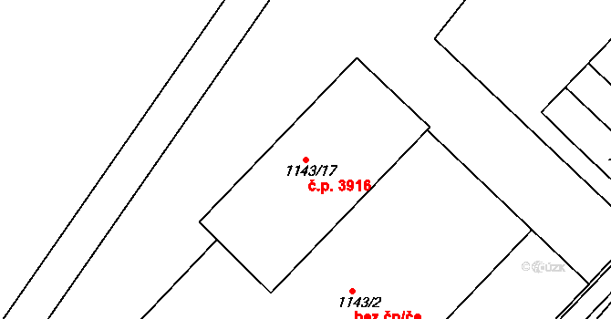 Znojmo 3916 na parcele st. 1143/17 v KÚ Znojmo-město, Katastrální mapa