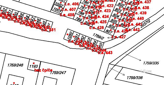 Tovačov I-Město 446, Tovačov na parcele st. 1052 v KÚ Tovačov, Katastrální mapa