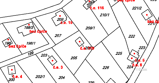 Proseč nad Nisou 119, Jablonec nad Nisou na parcele st. 206 v KÚ Proseč nad Nisou, Katastrální mapa