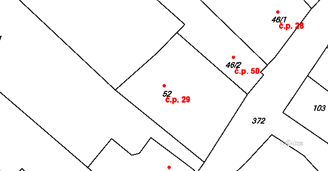 Skrochovice 29, Brumovice na parcele st. 52 v KÚ Skrochovice, Katastrální mapa