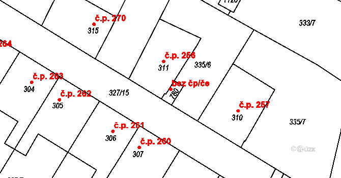 Smiřice 46622543 na parcele st. 780 v KÚ Smiřice, Katastrální mapa