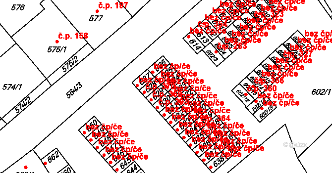 Přerov 48184543 na parcele st. 624 v KÚ Újezdec u Přerova, Katastrální mapa