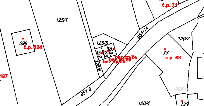 Krupka 48300543 na parcele st. 224 v KÚ Vrchoslav, Katastrální mapa