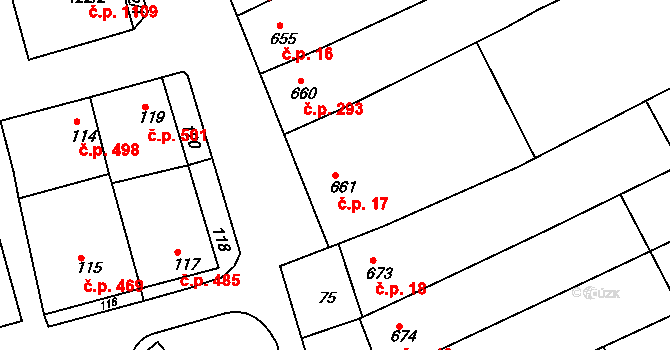 Nivnice 17 na parcele st. 661 v KÚ Nivnice, Katastrální mapa