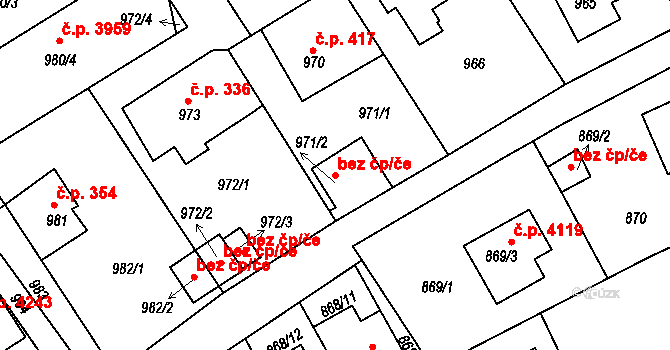 Jablonec nad Nisou 48763543 na parcele st. 971/2 v KÚ Mšeno nad Nisou, Katastrální mapa