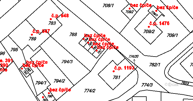 Jirkov 49764543 na parcele st. 787 v KÚ Jirkov, Katastrální mapa