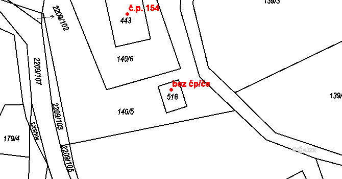Študlov 81724543 na parcele st. 516 v KÚ Študlov, Katastrální mapa