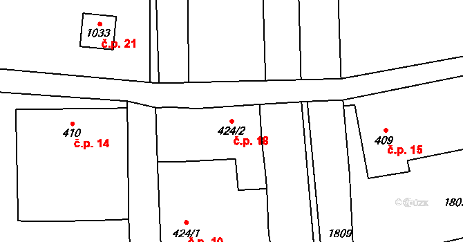 Vackov 18, Černovice na parcele st. 424/2 v KÚ Černovice u Tábora, Katastrální mapa