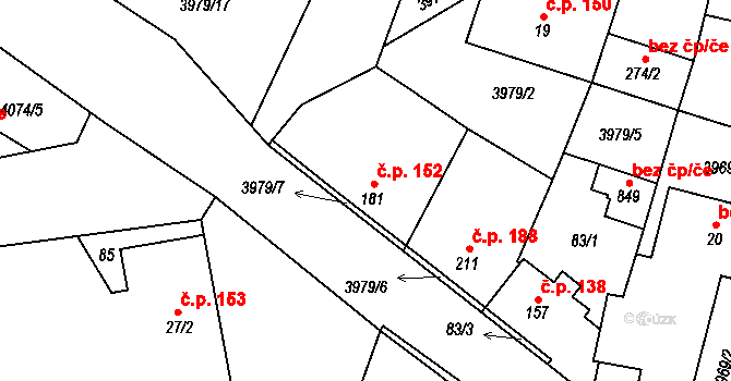 Lenešice 152 na parcele st. 181 v KÚ Lenešice, Katastrální mapa