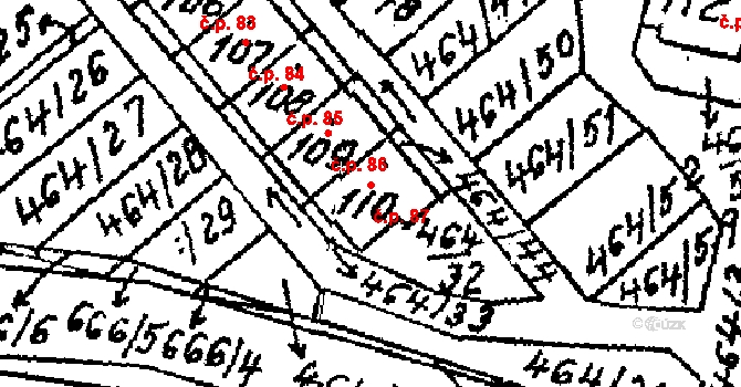 Jindice 87, Rašovice na parcele st. 110 v KÚ Jindice, Katastrální mapa
