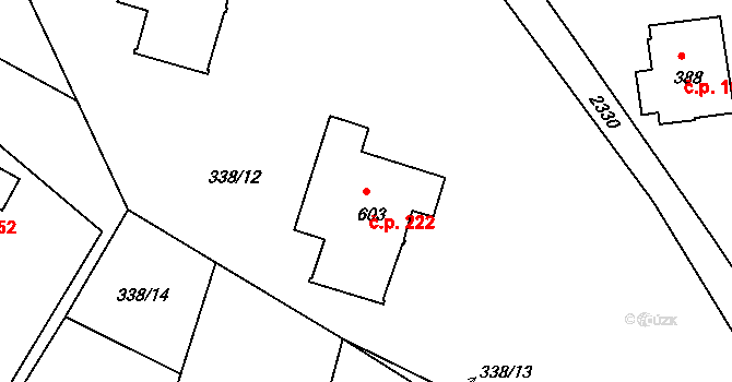 Držkov 222 na parcele st. 603 v KÚ Držkov, Katastrální mapa