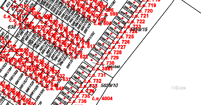 Jihlava 729 na parcele st. 5661/74 v KÚ Jihlava, Katastrální mapa