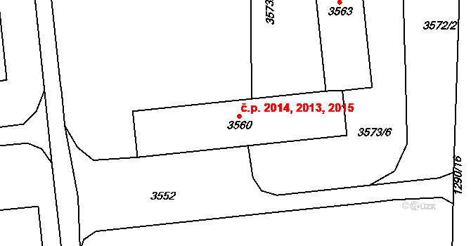 Kročehlavy 2013,2014,2015, Kladno na parcele st. 3560 v KÚ Kročehlavy, Katastrální mapa