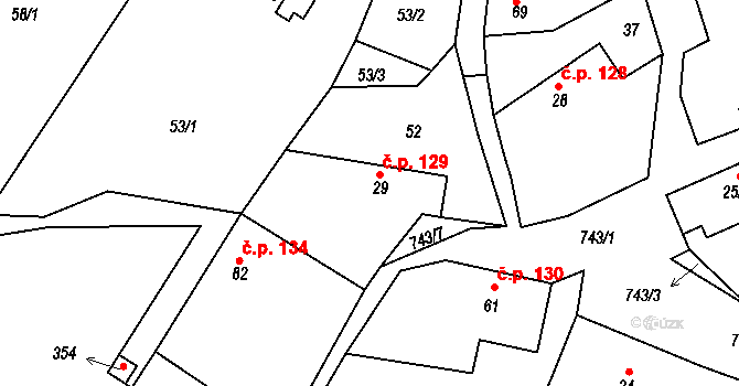 Ládví 129, Kamenice na parcele st. 29 v KÚ Ládví, Katastrální mapa
