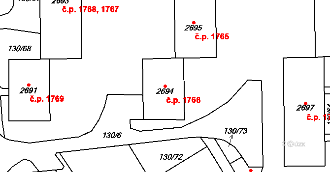 Kraslice 1766 na parcele st. 2694 v KÚ Kraslice, Katastrální mapa