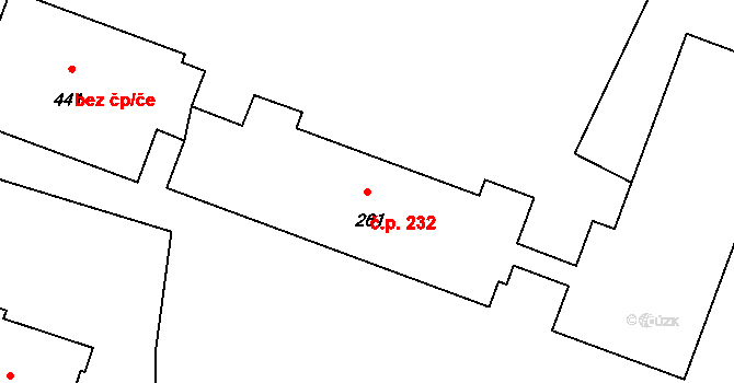 Malšice 232 na parcele st. 261 v KÚ Malšice, Katastrální mapa