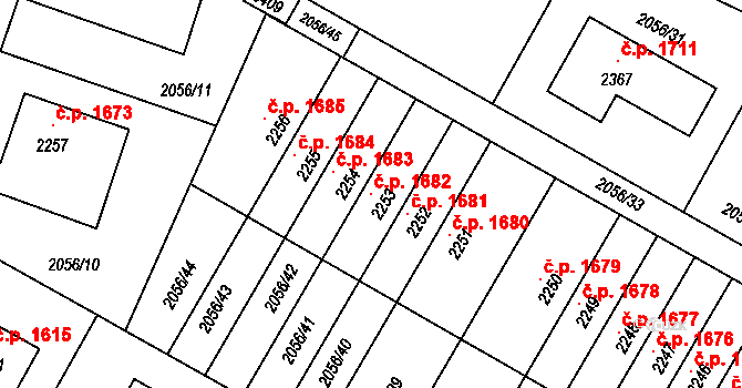 Hořice 1682 na parcele st. 2253 v KÚ Hořice v Podkrkonoší, Katastrální mapa