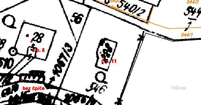 Sázava 11 na parcele st. 228 v KÚ Sázava u Lanškrouna, Katastrální mapa