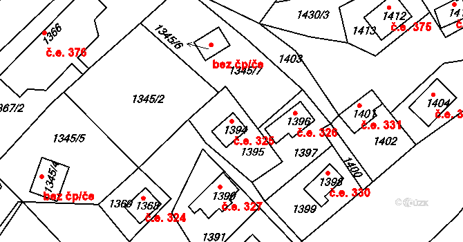Miřetice u Klášterce nad Ohří 325, Klášterec nad Ohří na parcele st. 1394 v KÚ Miřetice u Klášterce nad Ohří, Katastrální mapa