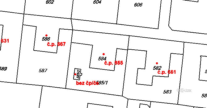 Skřečoň 655, Bohumín na parcele st. 584 v KÚ Skřečoň, Katastrální mapa