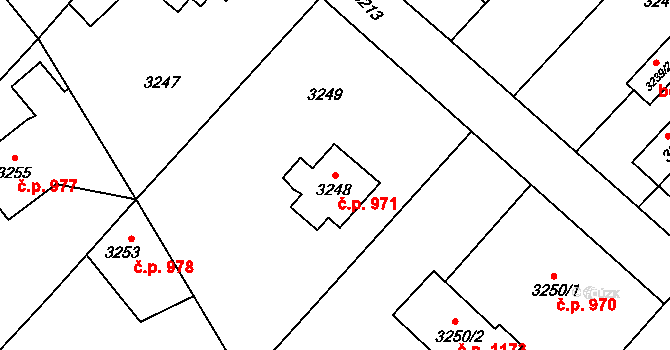 Jablunkov 971 na parcele st. 3248 v KÚ Jablunkov, Katastrální mapa