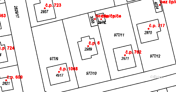 Plzeňské Předměstí 6, Rokycany na parcele st. 2989 v KÚ Rokycany, Katastrální mapa