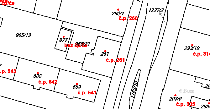 Mariánské Lázně 261 na parcele st. 261 v KÚ Mariánské Lázně, Katastrální mapa